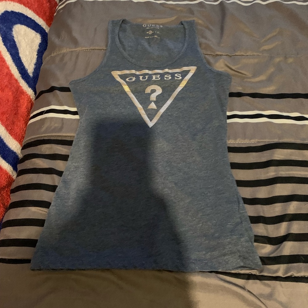Blue guess tank top med